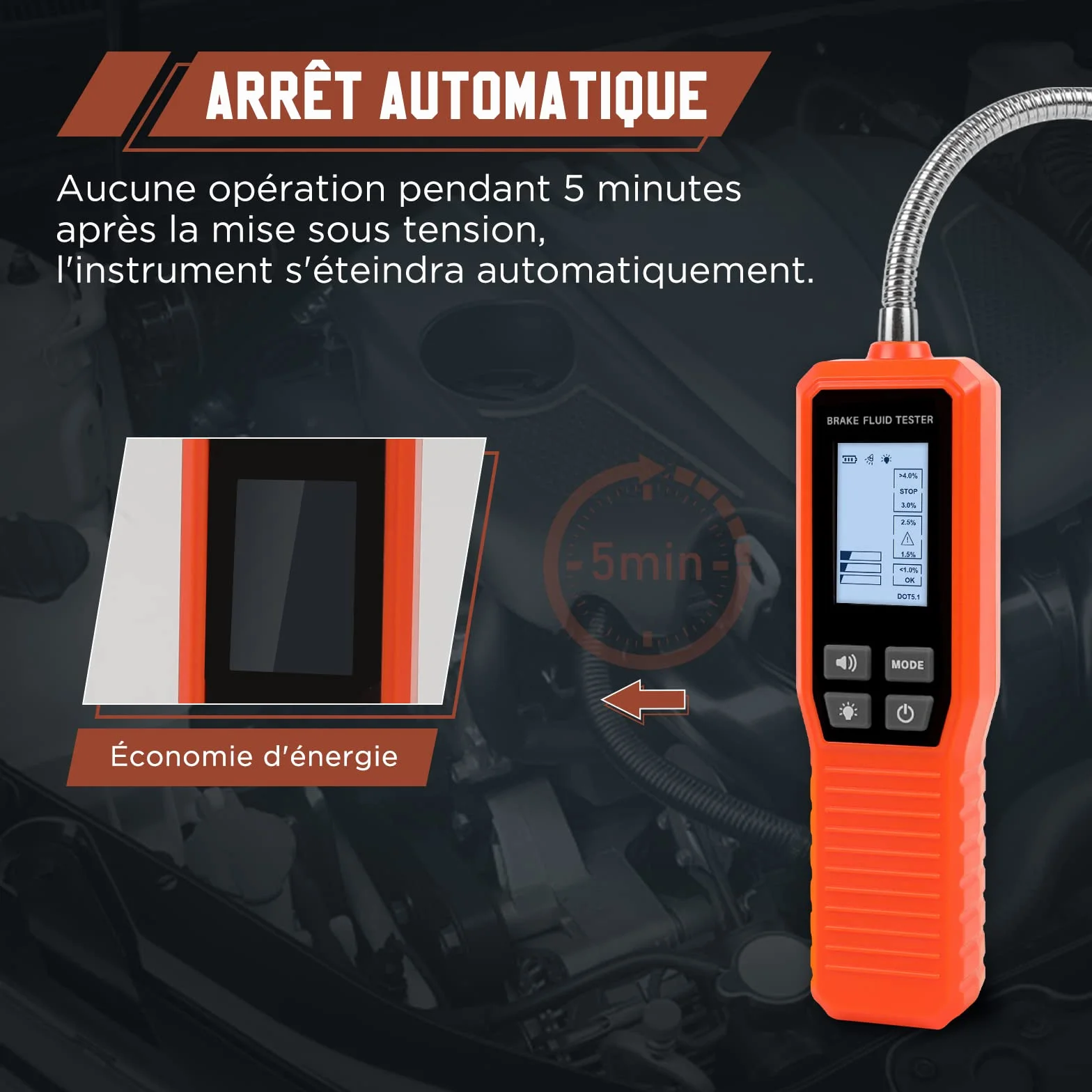 KAISAL Tester del liquido dei freni per DOT3 DOT4 DOT5.1 con allarme acustico e ottico