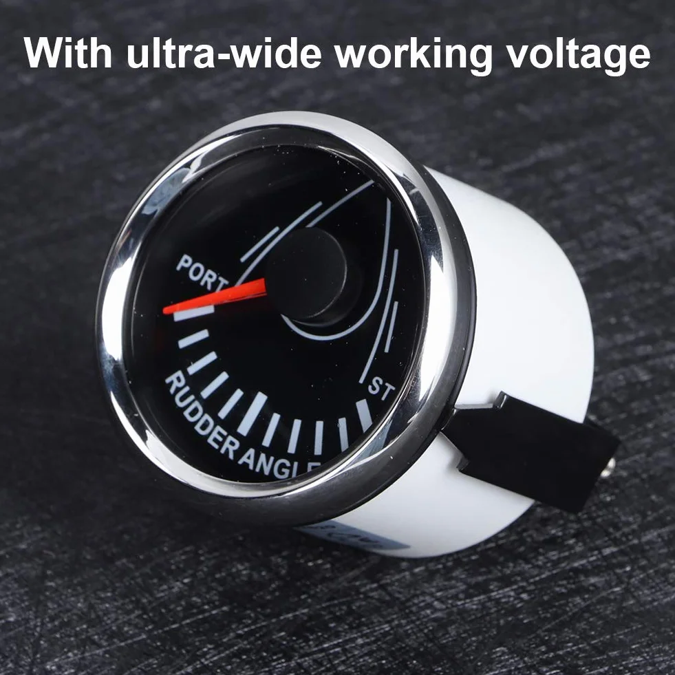 Indicatore Angolo Timone Barca 52mm, Segnale 0-190ohm, Voltaggio 9-32V, Quadrante con Retroilluminazione Rossa - Impermeabile IP67, Alta Precisione, Adatto a Yacht e Imbarcaz (Copertura argentata