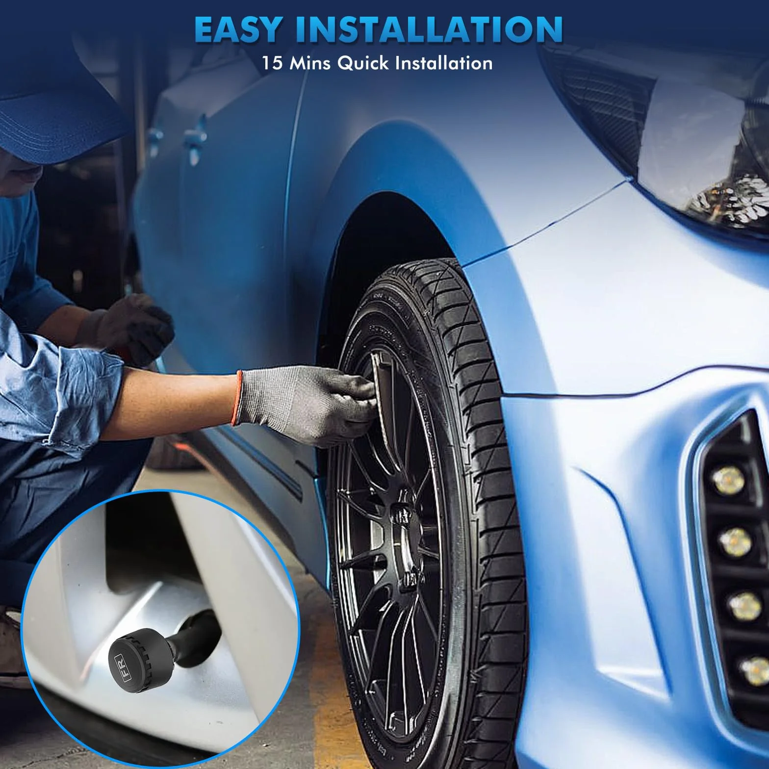 KAOLALI TPMS Sistema Monitoraggio Pressione Pneumatici con 4 Sensori 0-72 PSI Allarme Temperatura