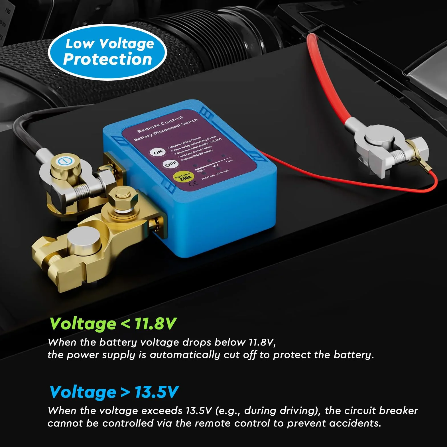 CPROSP Stacca Batteria con Telecomando 12V, Staccabatteria Automatico, Remoto Antifurto Auto Stacca Batteria, per Auto RV ATV Camion Barca