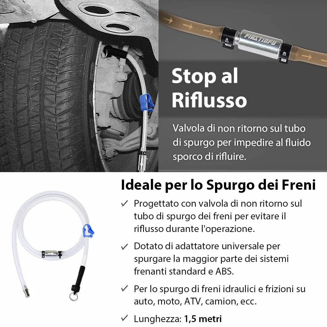 FIRSTINFO A1151G Tubo Spurgo Freni 1,5M Valvola Non Ritorno