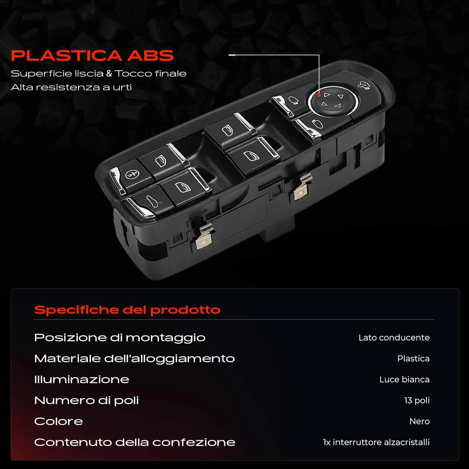 Frankberg Interruttori alzacristalli Compatibile con Cayenne 92A Macan 95B Panamera 970 7PP959858AFDML