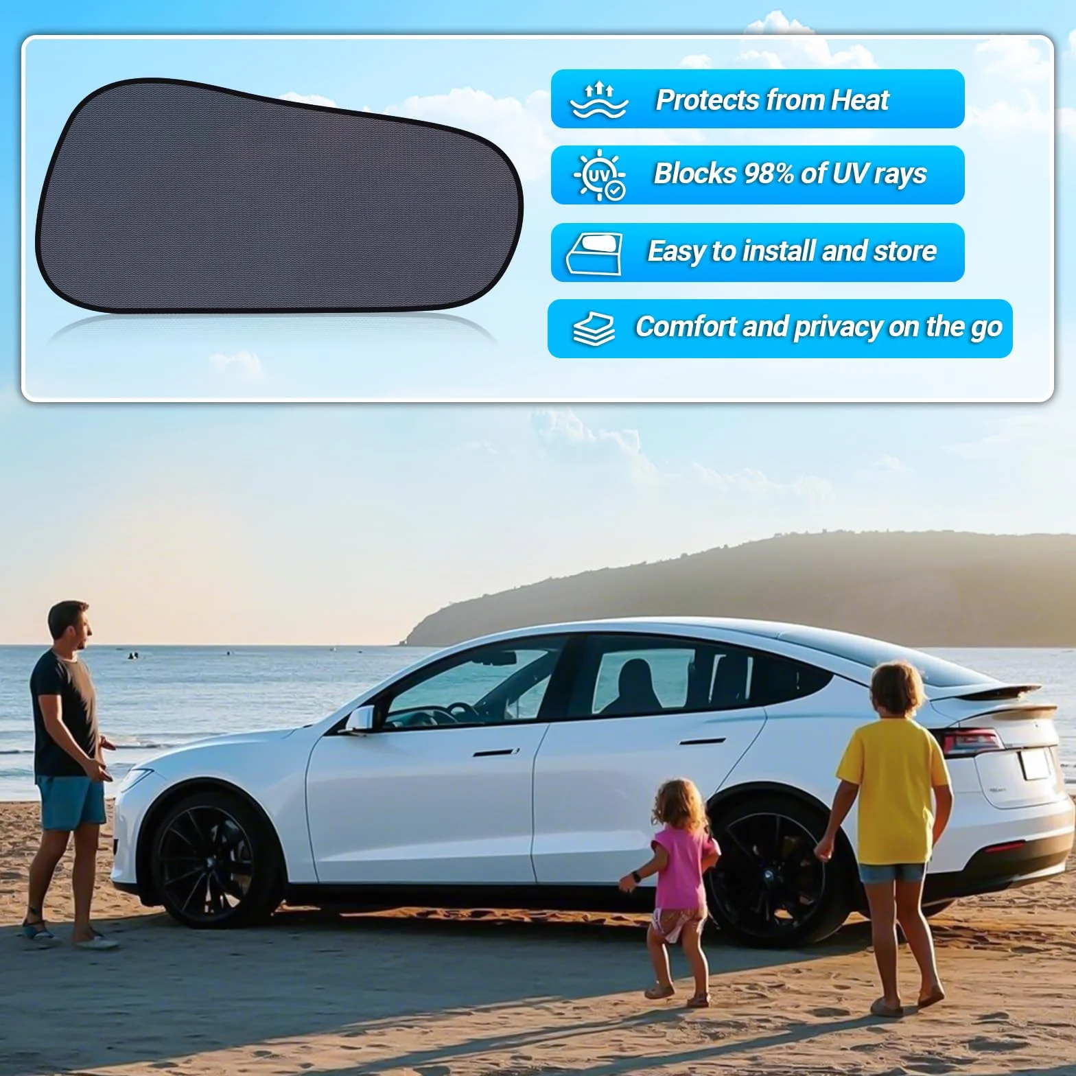 ZATOOTO Set di 2 Parasole per Auto Tesla Model Y con Protezione UV