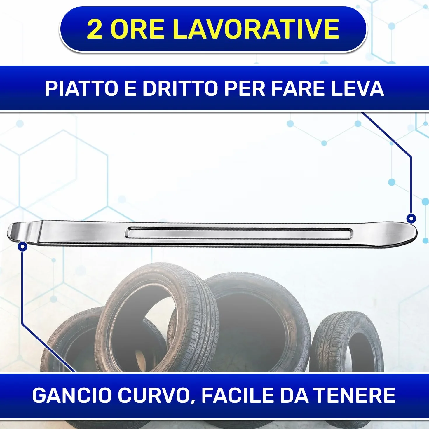 Leve Smontagomme 400 mm Acciaio Cromo-Vanadio Rivestimento Cromato MONTERAL 2 Pezzi