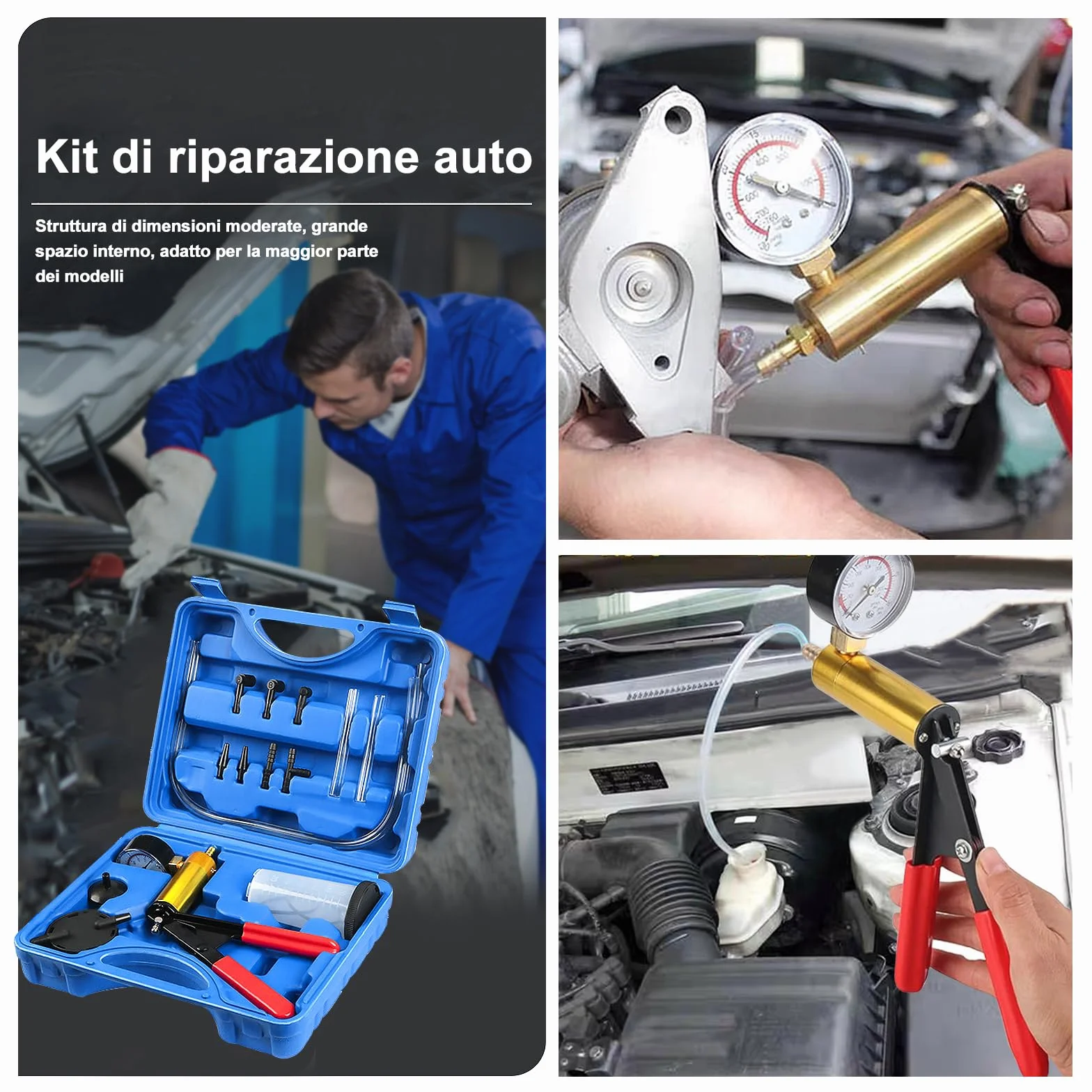 Kit Spurgo Liquido Freni con Pompa a Vuoto Professionale per Moto, Bici, Auto