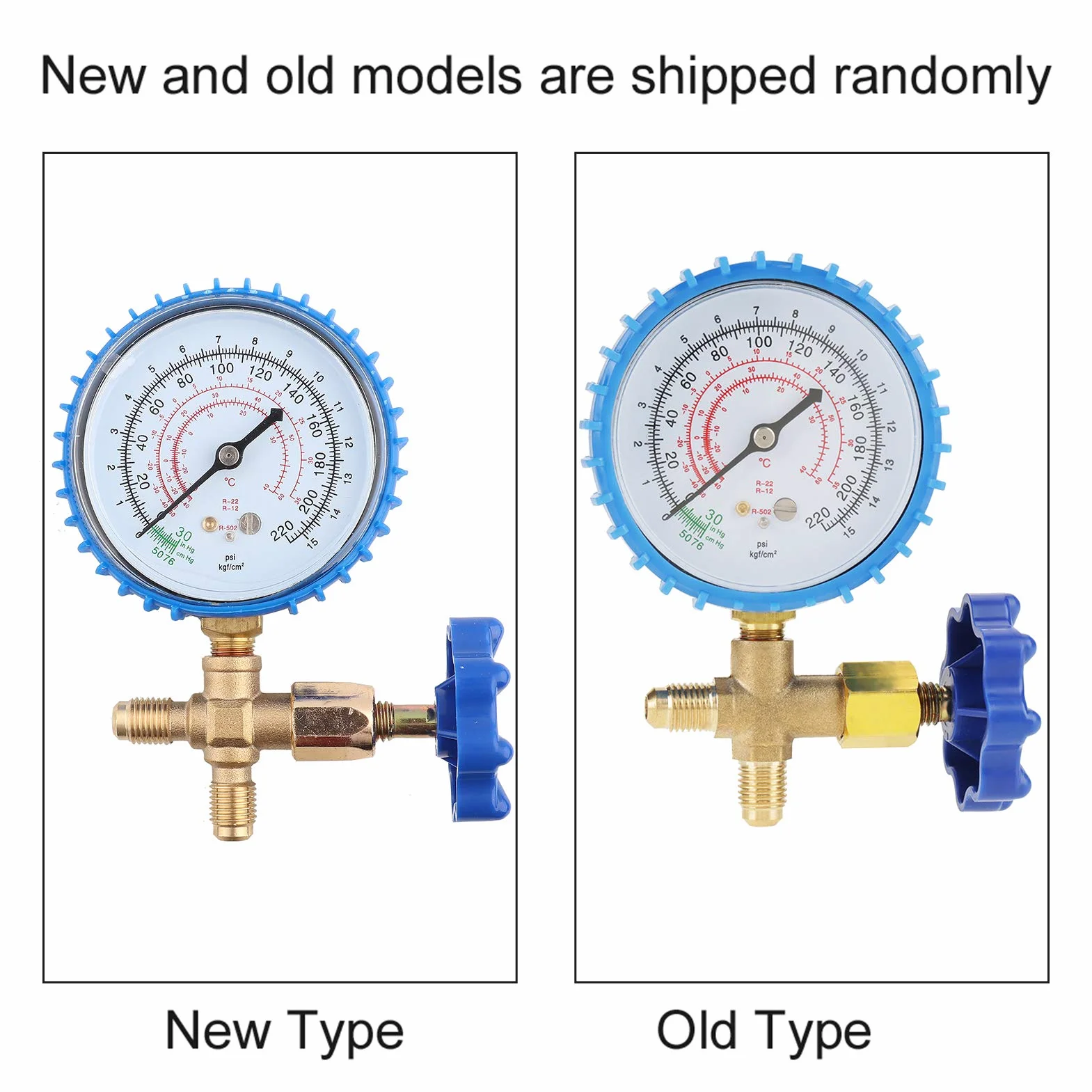 220Psi Manometro d' Aria Refrigerante Adatto per R410A R22 R134A R404A in Blu per Controllare la Pressione con 2 Connettori