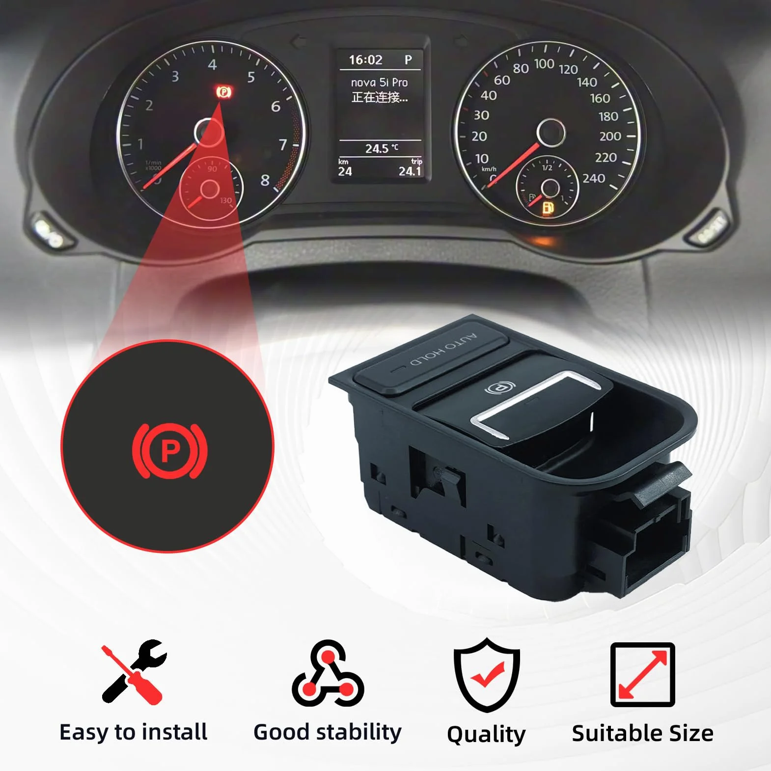 EPB Freno Mano Elettrico Per Sharan Tiguan Alhambra Interruttore Freno Pulsante Freno Di Stazionamento 5N0927225A 5N0927225 16 Pin