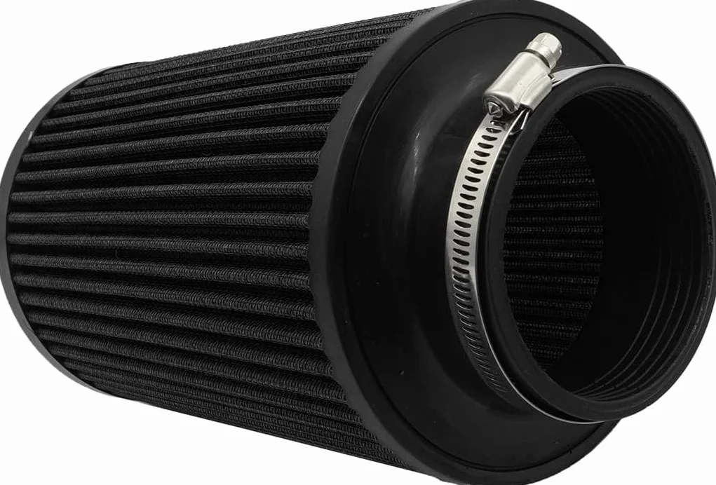 Filtro aria conico universale 76 mm, 89 mm, 101 mm, ad alte prestazioni, ingresso aria, cono rotondo, filtro aria detergente per auto da corsa, sport, 3 misure in 1 (nero-grigio)