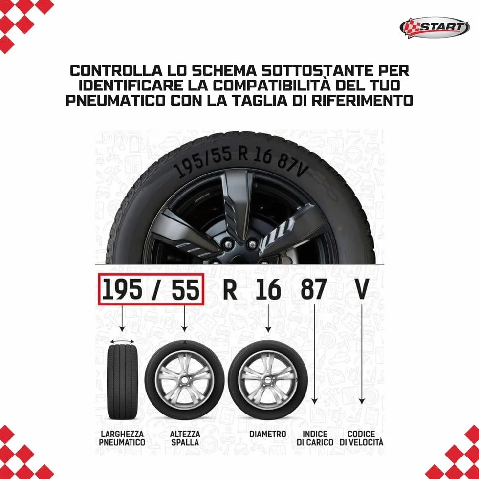 Calze da Neve Bianche Taglia XL Omologate EN 16662-1 Tessuto per Auto SUV Veicoli Commerciali