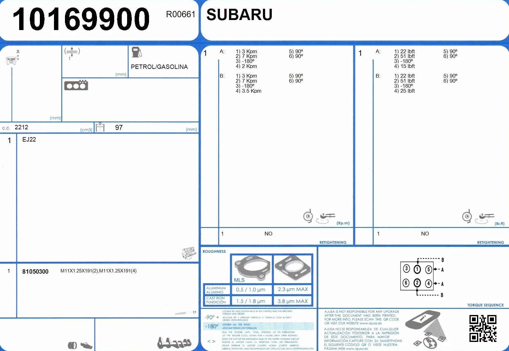 AJUSA 81050300 Kit bulloni testata