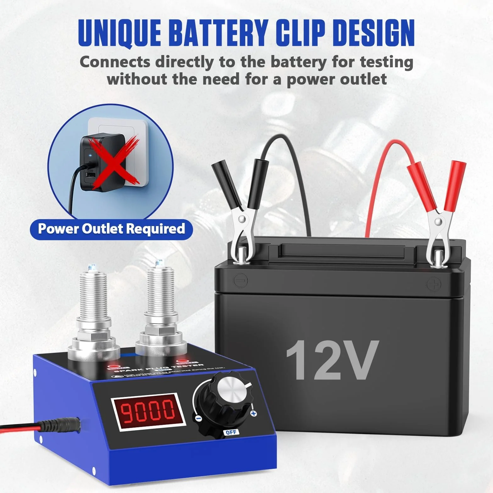 Tester per candele H90 12V display LCD doppio foro per auto benzina