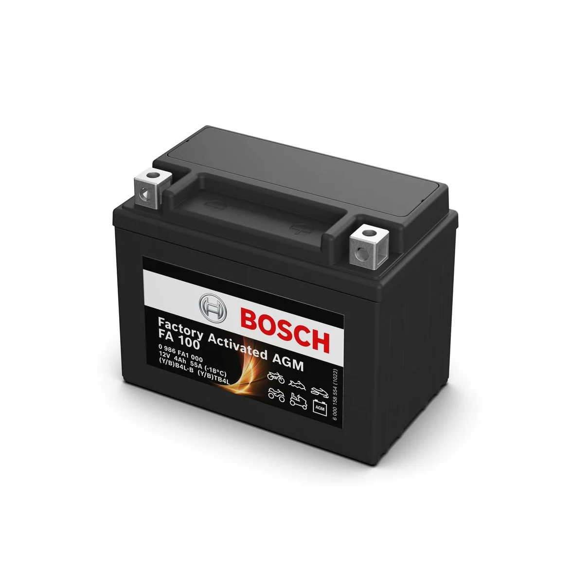 Bosch FA100 Batteria AGM per Motocicli 12V 55A 4Ah Compatibile M4F17 BB4L-B BTB4L