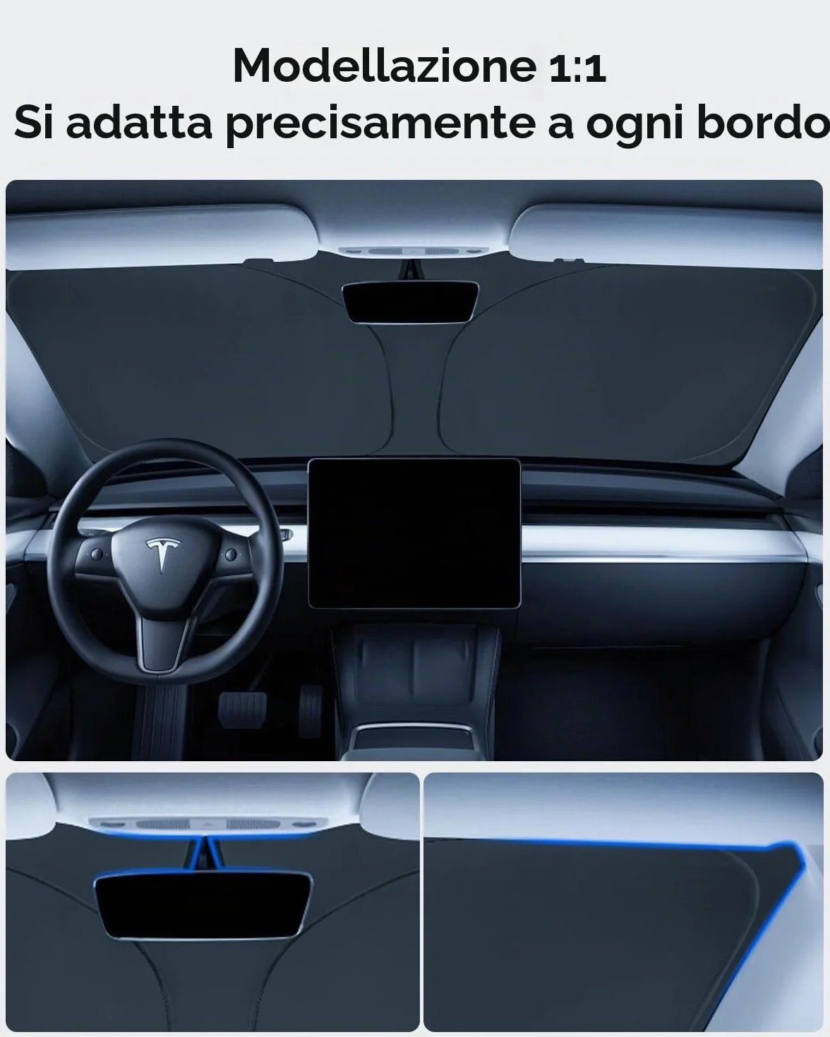 Paravento Parabrezza per Tesla Model 3/Y Parasole Pieghevole con Borsa di Stoccaggio Blocca i Raggi UV Ombrello Model 3/Y 2018-2026 Highland Juniper Accessori
