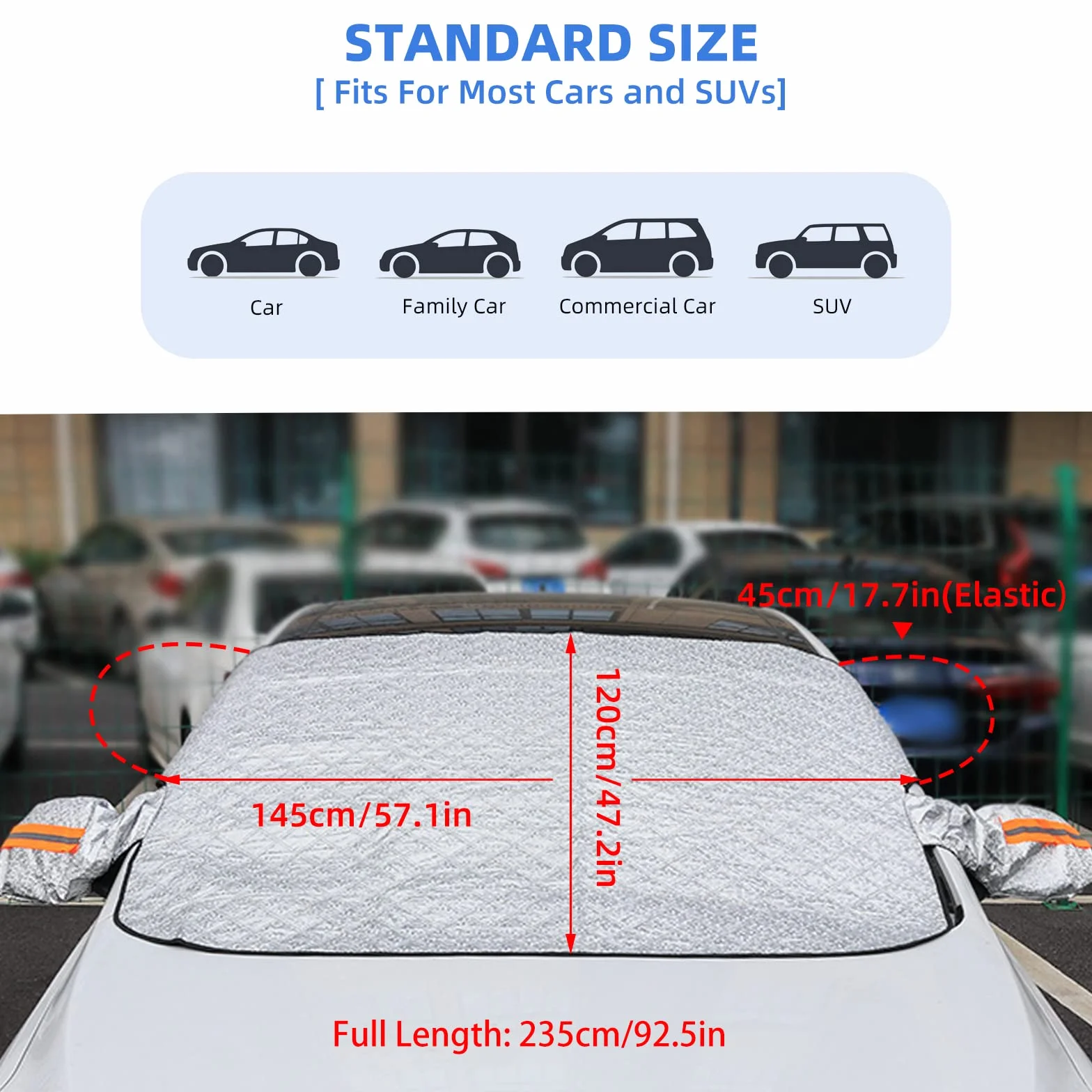 HIFROM Protezione Parabrezza Auto 145x120cm Magnetico Impermeabile Anti Neve Ghiaccio Gelo