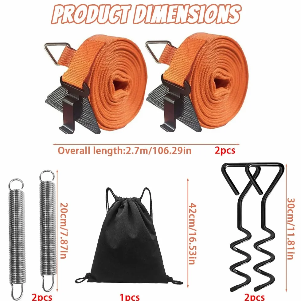 Tiranti Antitempesta per Tendalino Camper Auto Hold Down Side Kit con Corda