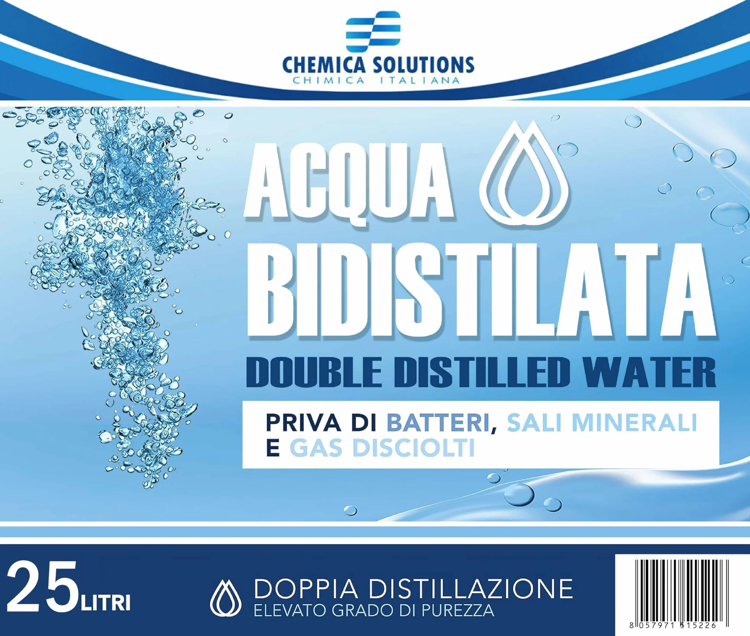 Acqua Bidistillata Pura 25 Litri Tanica per Uso Industriale e Clinico Demineralizzata per Ferri da Stiro