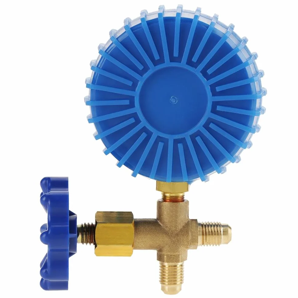 220Psi Manometro d' Aria Refrigerante Adatto per R410A R22 R134A R404A in Blu per Controllare la Pressione con 2 Connettori