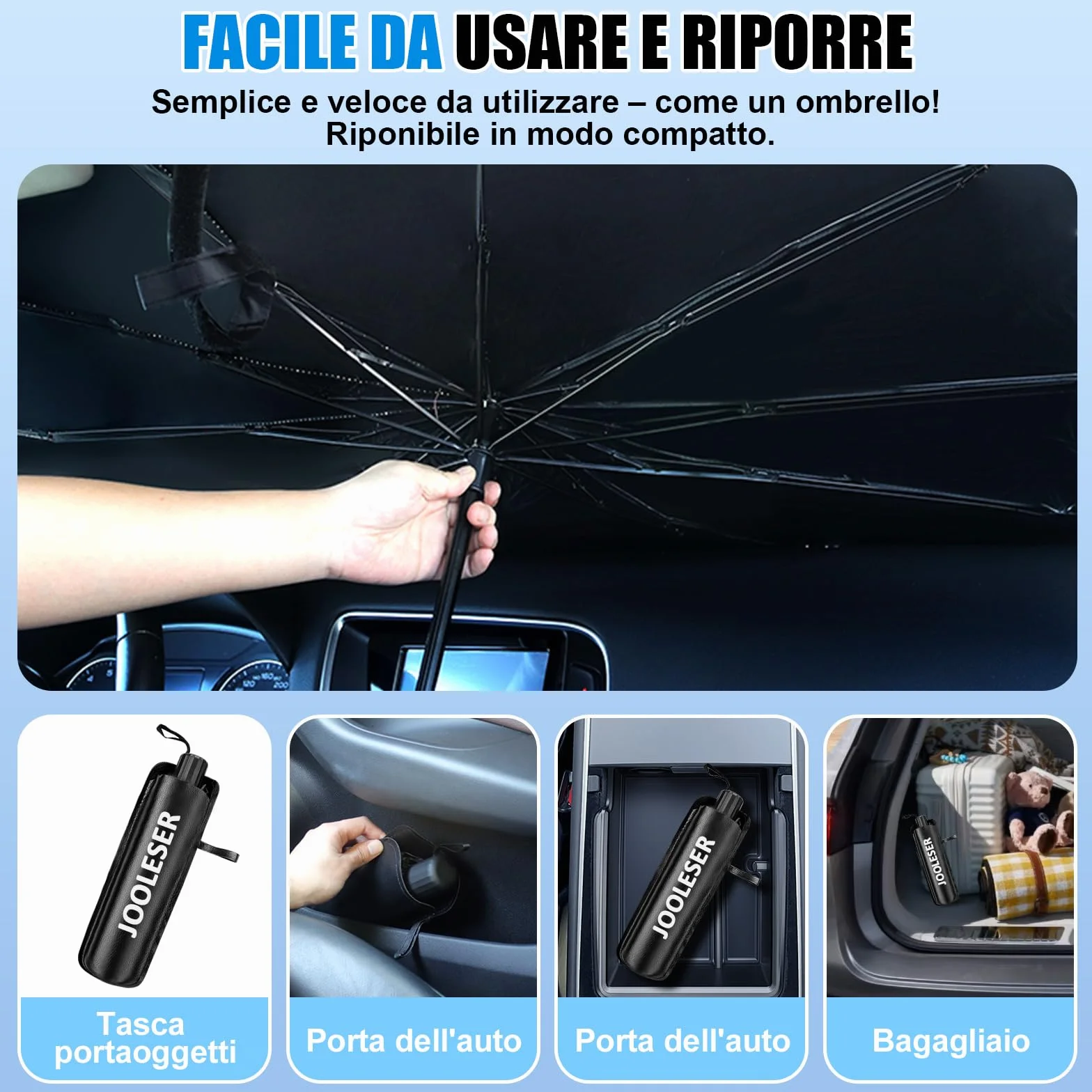 Parasole Auto Parabrezza 2026 Pieghevole Blocca 98,6% Raggi UV Protezione Universale