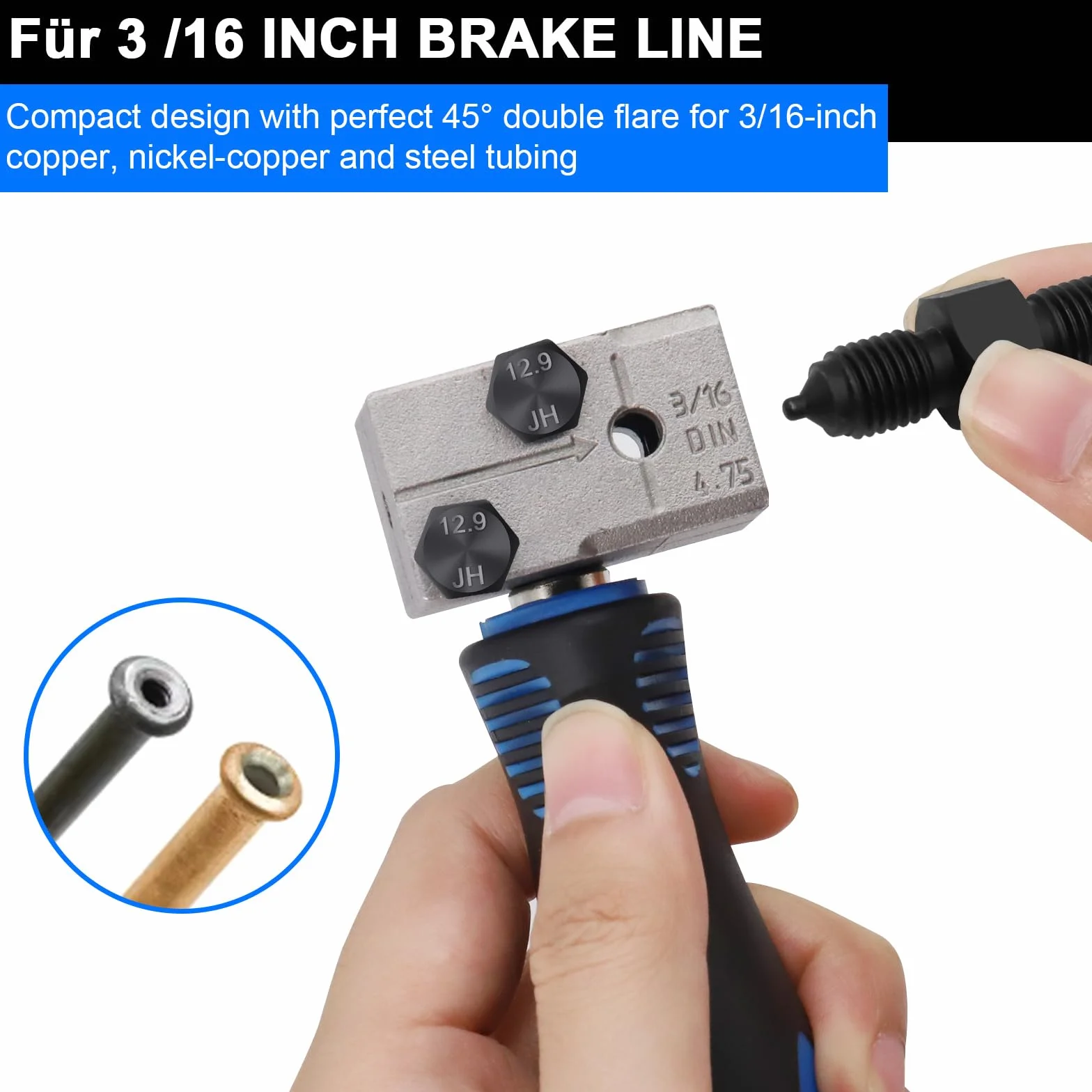 Set di utensili per bordatura doppia tubi freni 3/16" - Attrezzo bordatura DIN per tubi rame, nichel, acciaio