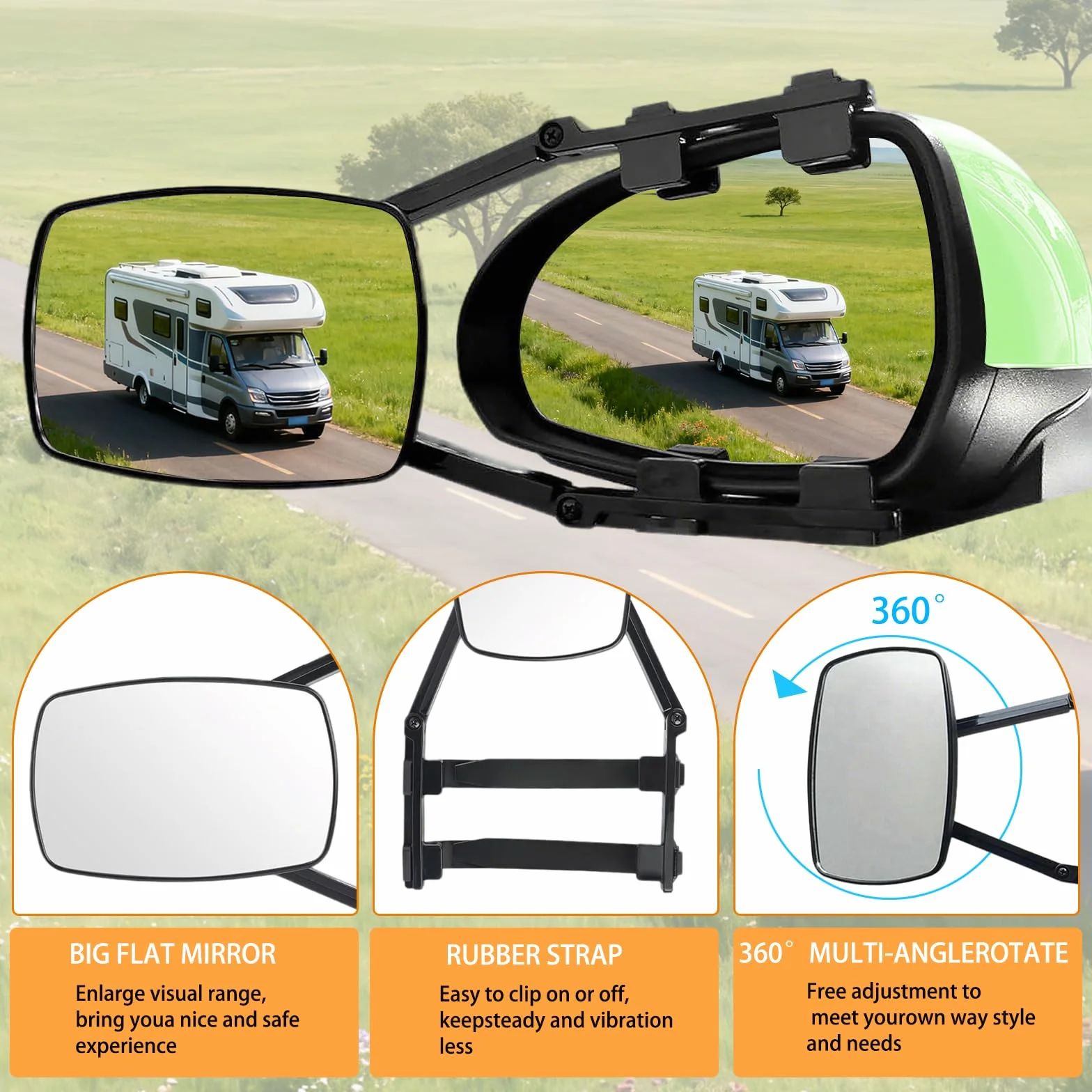 Specchietti per Roulotte 2PCS Specchietto di Traino Universale Regolabile per Auto Caravan Motorhome