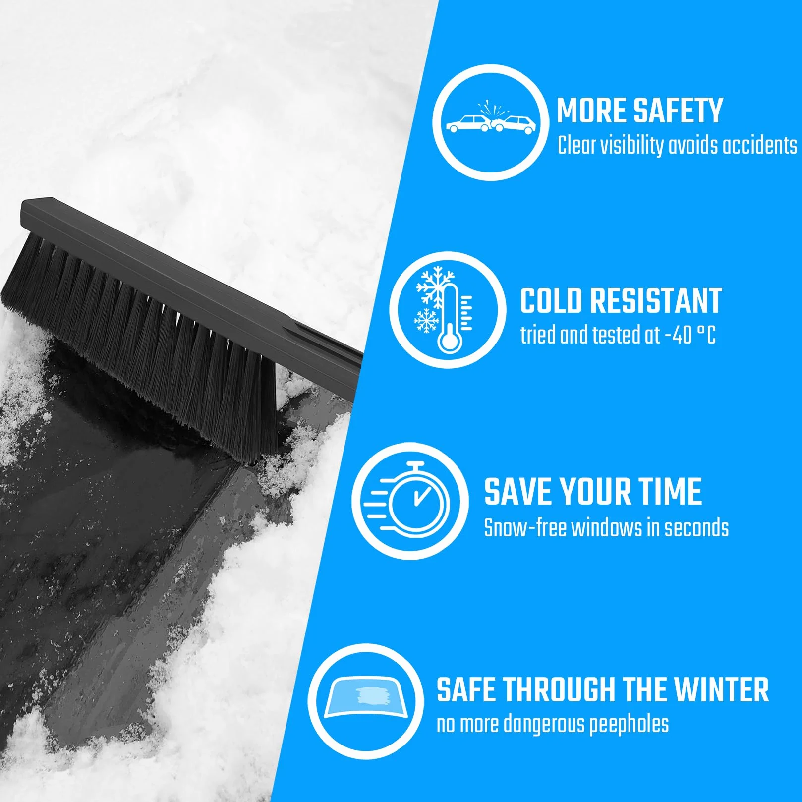 L&P A059-2 Spazzola Neve Lunga Invernale per Auto 2 Pezzi Nero Grigio
