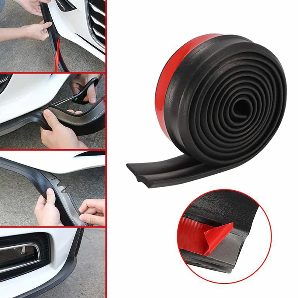 Spoiler Anteriore Universale Rubber Bumper Lip Gomma Paraurti Autoadesivo 2.5M