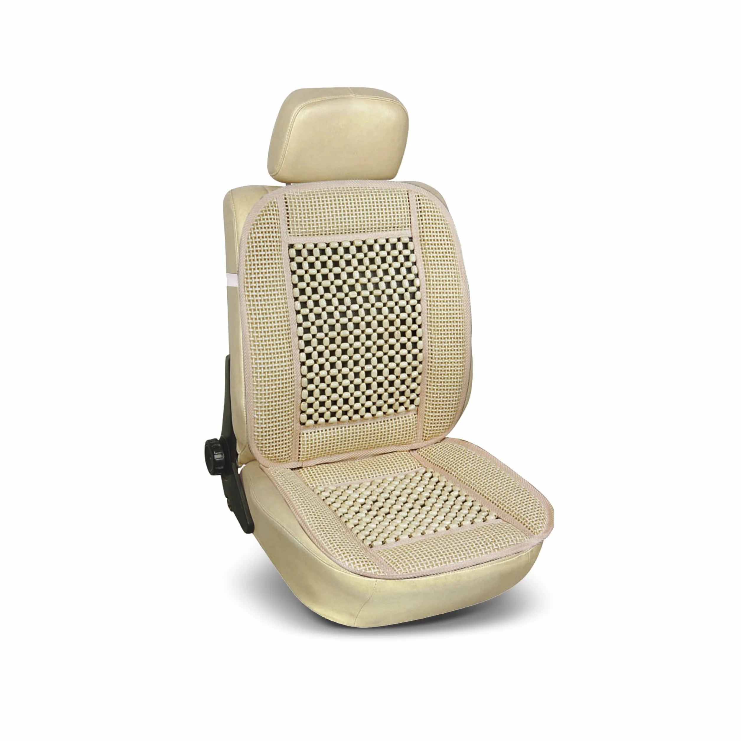 Bottari Schienale Estivo Auto California Fibra di Raffia con Micropalline Legno Effetto Massaggiante Avorio
