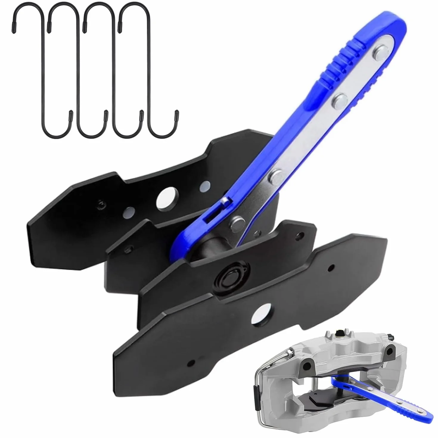 Kit di ripristino pistoncino freno 7 pezzi con pressa a cricchetto per pinze freno e ganci ricambio pastiglie freno