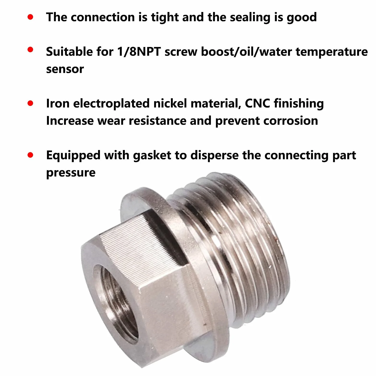 Adattatore Sensore Pressione Olio Filettatura M18x1,5 a 1/8NPT Sensore Temperatura Acqua di Scarico con Guarnizione
