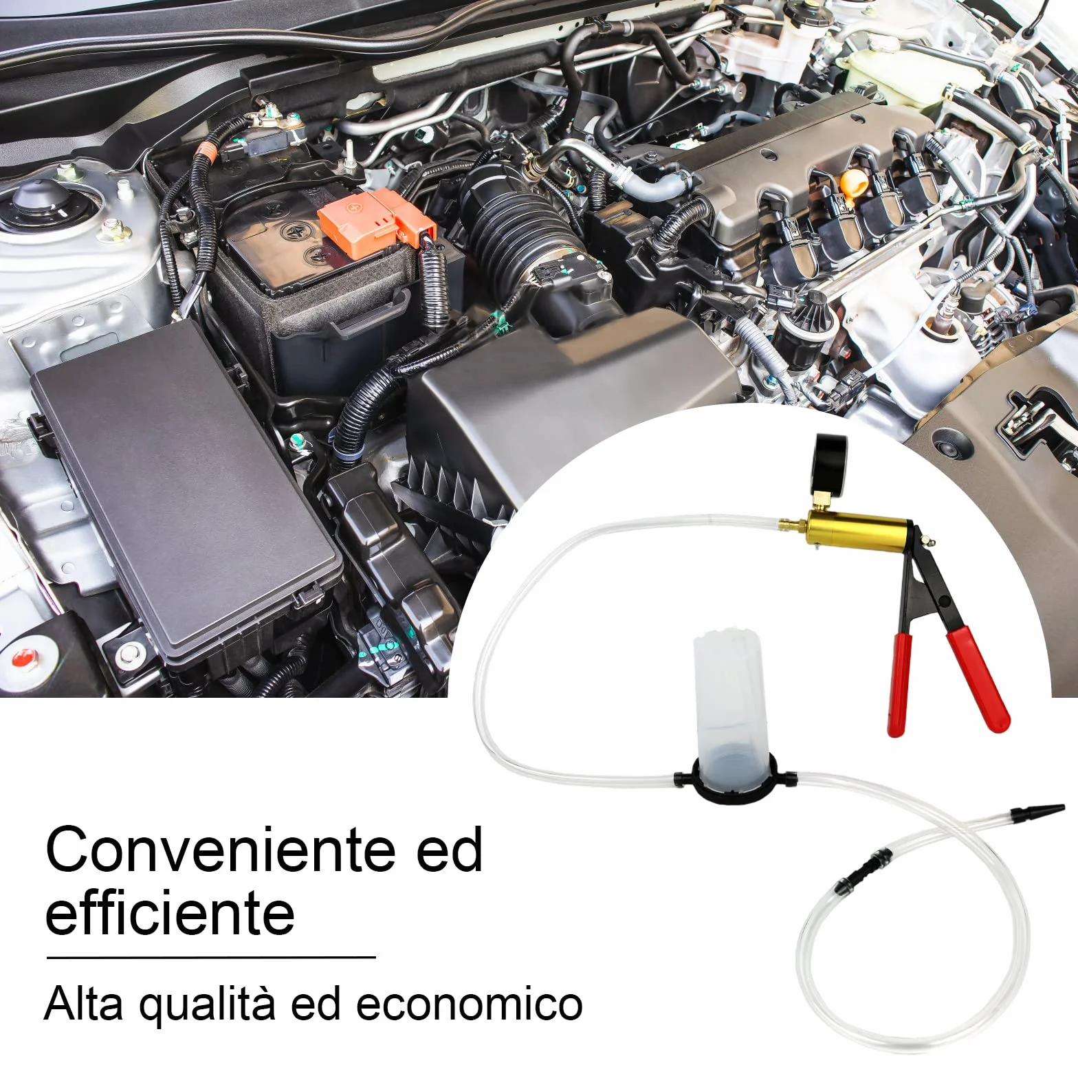 Tester per Pompa a Vuoto per Spurgo Freni, 17pcs Kit Auto Freno con Indicatore di Vuoto 760 mm HG