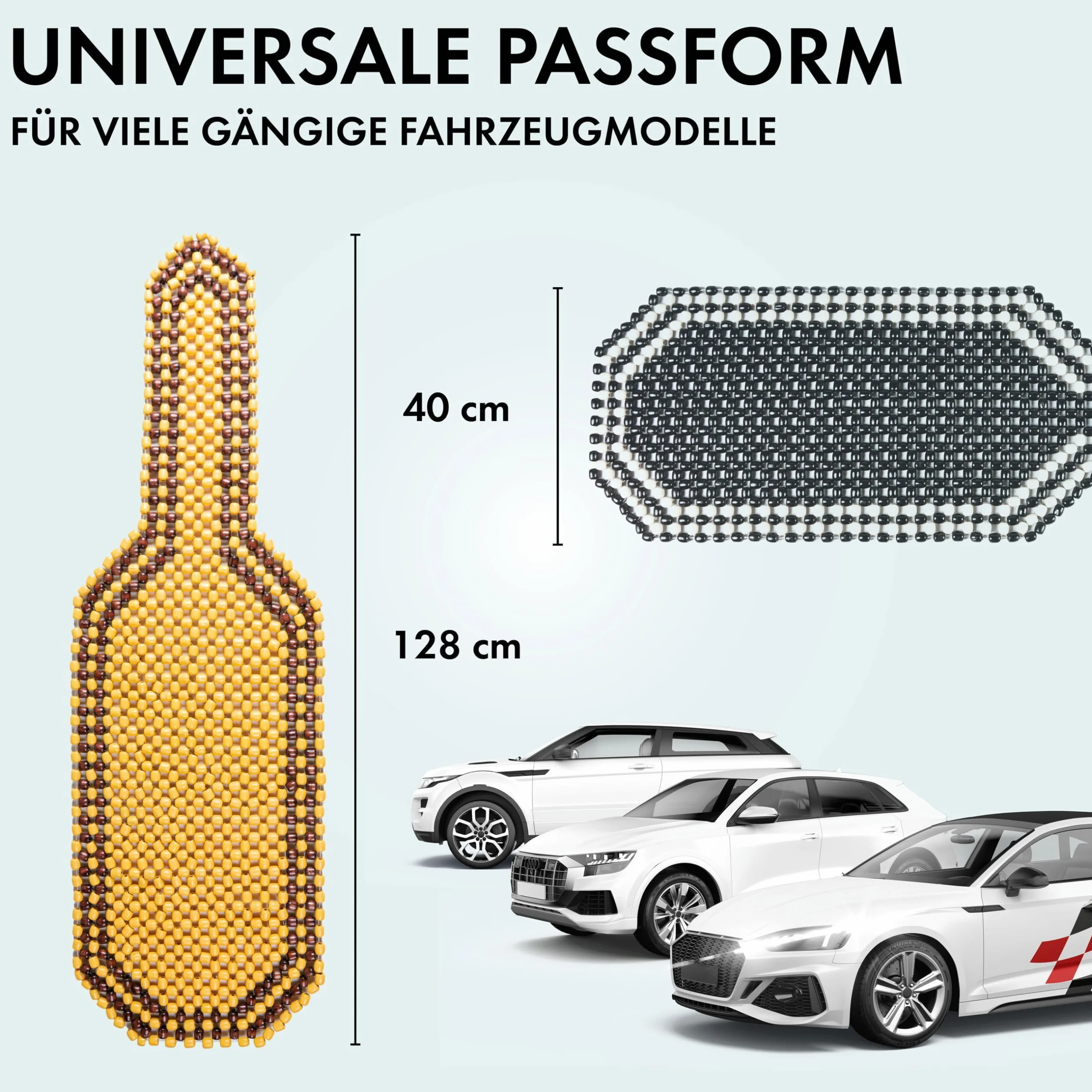 WALSER CarComfort coprisedile in perline di legno massaggiante universale nero/bianco