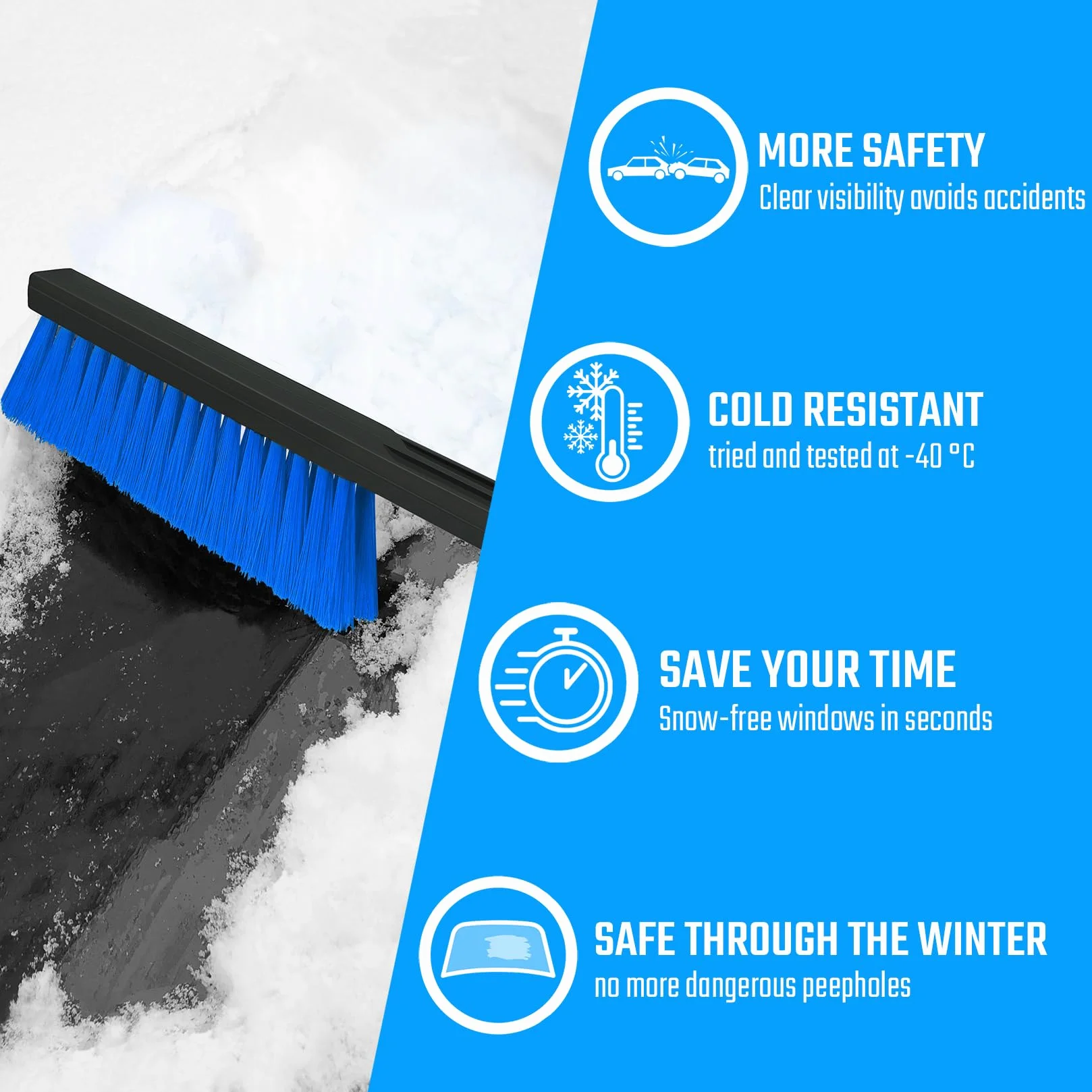 L&P A059-2 Spazzola da Neve Lunga Invernale per Auto 2 Pezzi Nero Blu