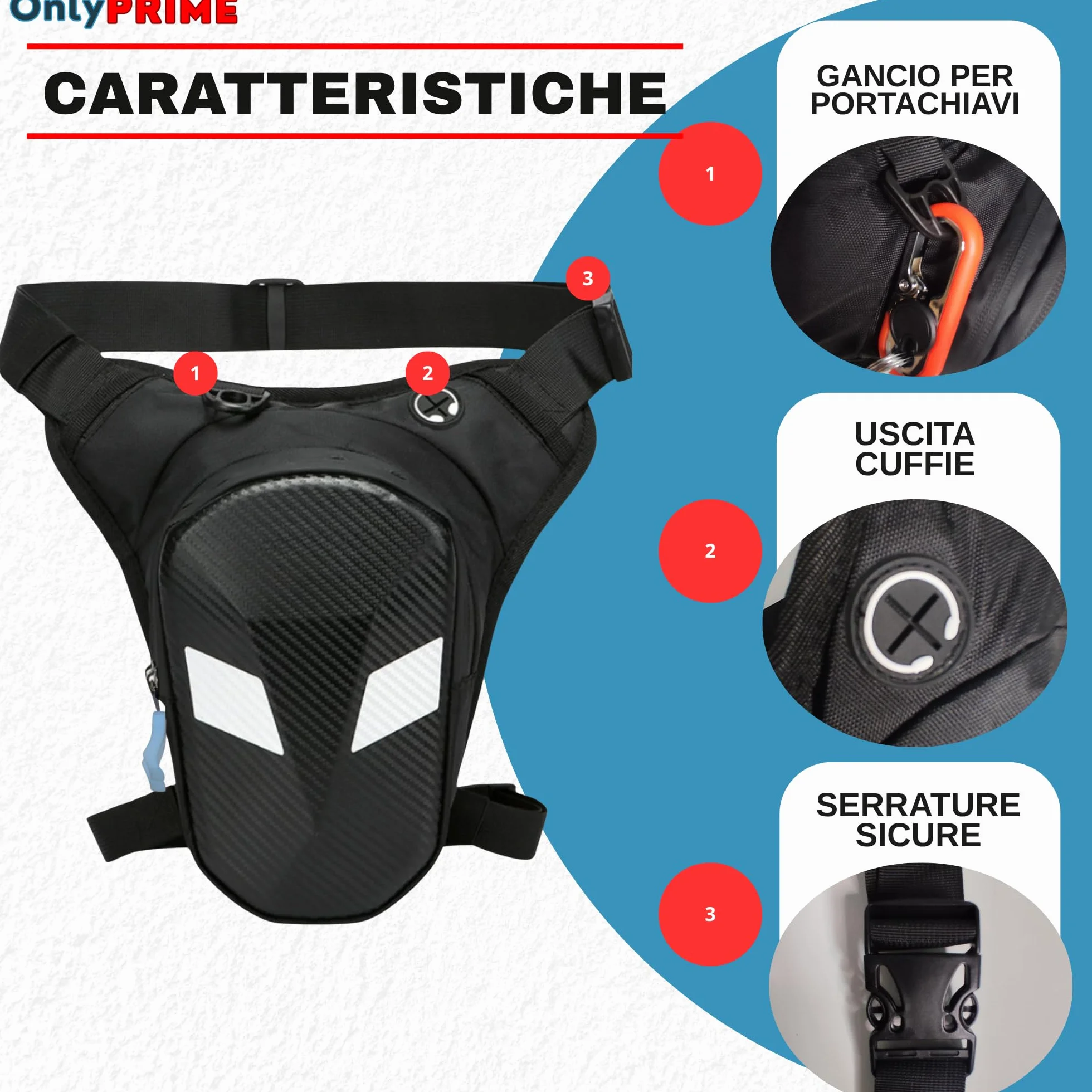 Marsupio da Gamba Tattico Impermeabile per Moto Uomo – Borsello Gamba Resistente con Copertina Rigida