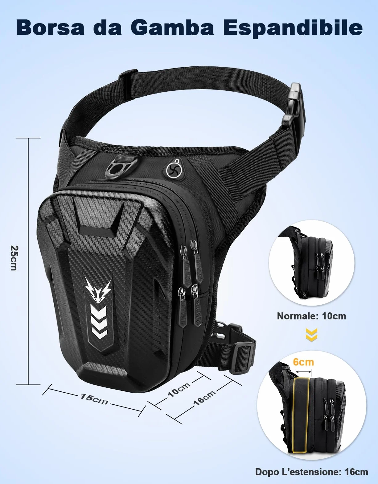 Marsupio Gamba Moto per Uomo & Donna, [Capacità Espandibile] Borsa Gamba Moto, [EVA Durevole] Borse Attrezzi con Jack per Cuffie & Cintura Regolabile per Ciclismo Trekking Pesc
