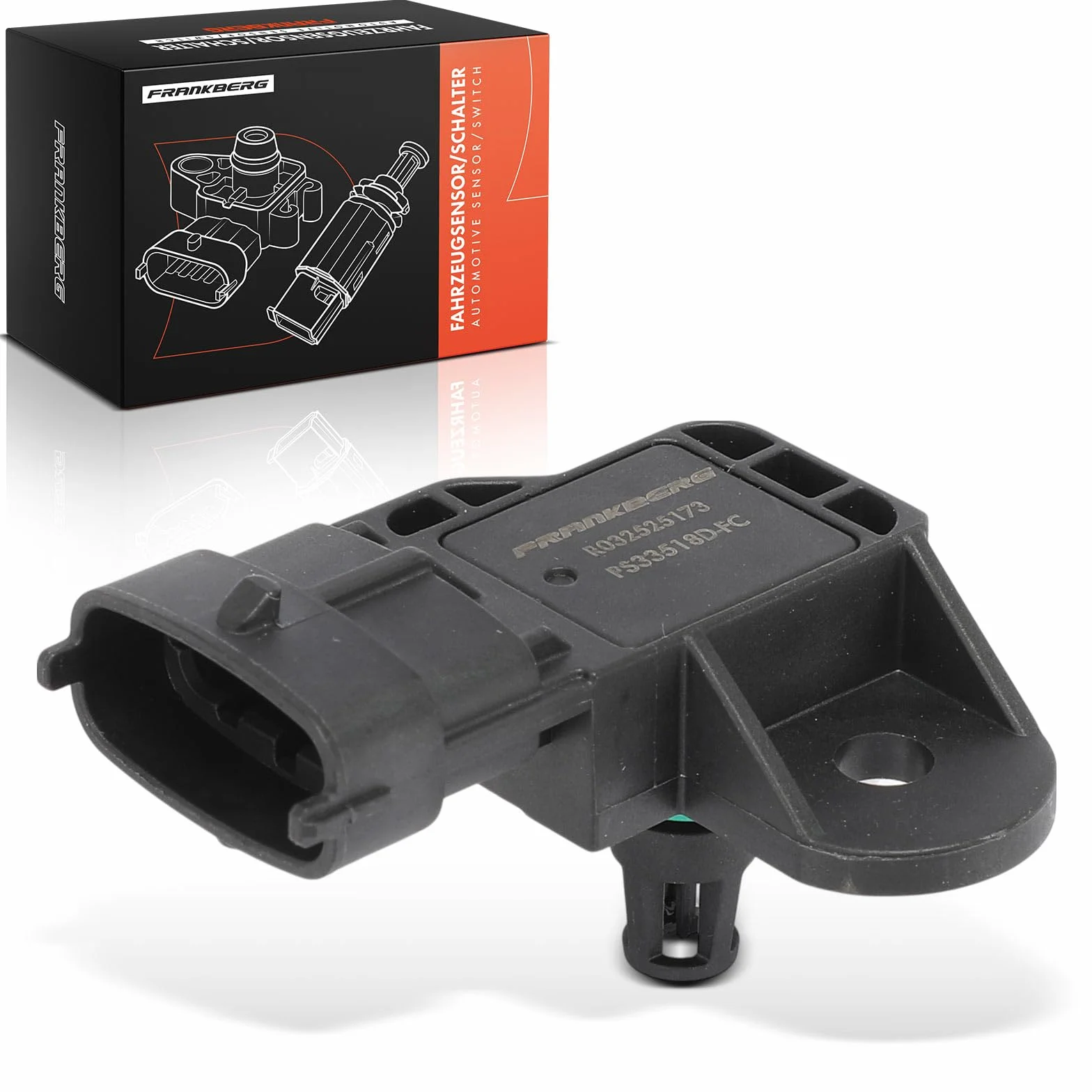 Frankberg Sensore pressione differenziale Pressione gas di scarico 4-Poli Compatibile con 500 312 Punto Evo 199 169 Punto Furgone/Compatto 188 Idea 350 Replace# 46533518