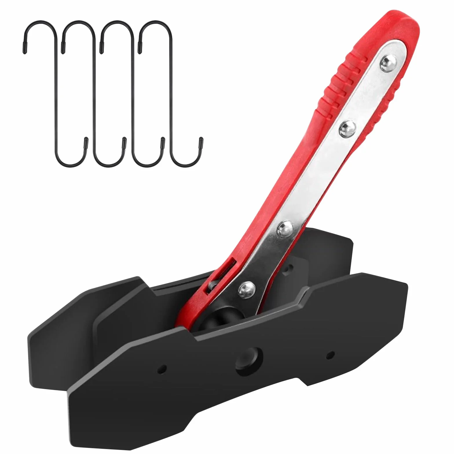 Strumento a Cricchetto per Pinza Freno Retrattore Pistoncino Freno Rosso Set Presse con 4 Ganci Sostituzione Pastiglie Freno Riparazioni Freni Auto