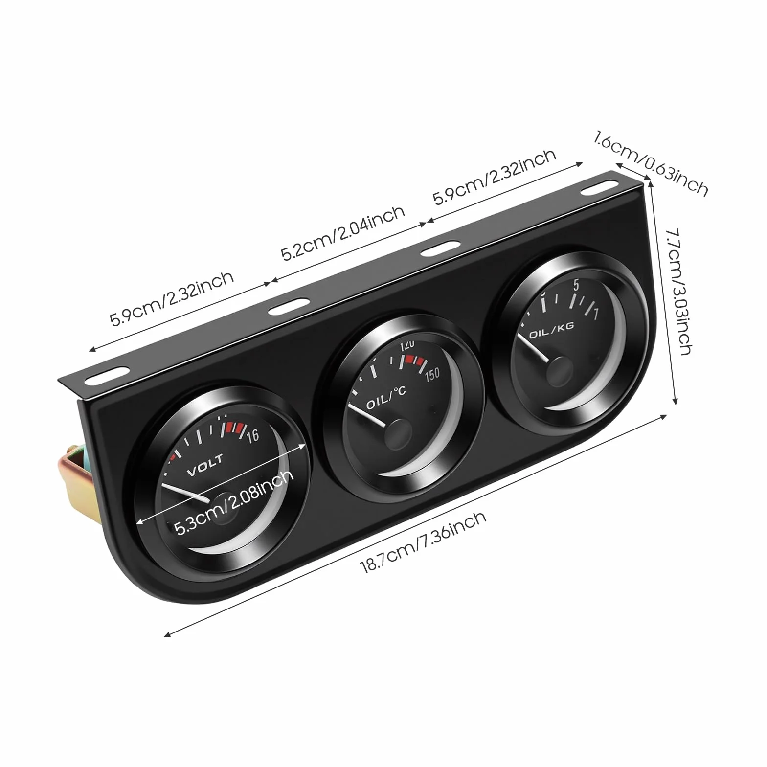 Wskaźnik temperatury oleju 3 w 1 52 mm DC 12 V czarny