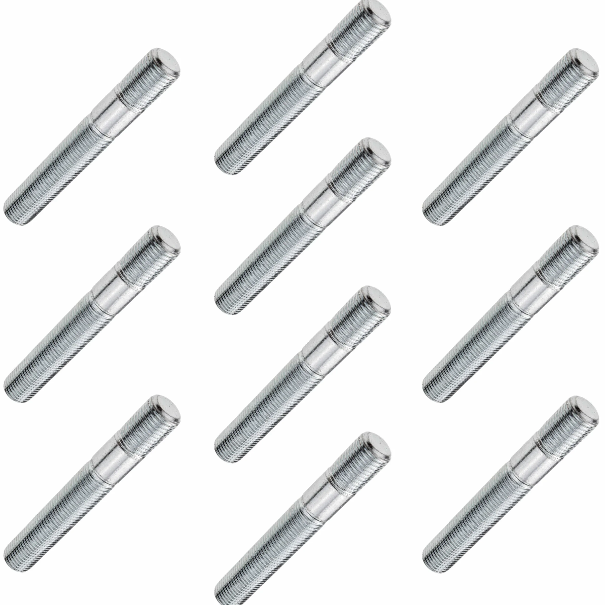 Bullone filettato doppio M12 x 1,5 x 80 mm, zincato per fissaggio dado 10,9 (20)