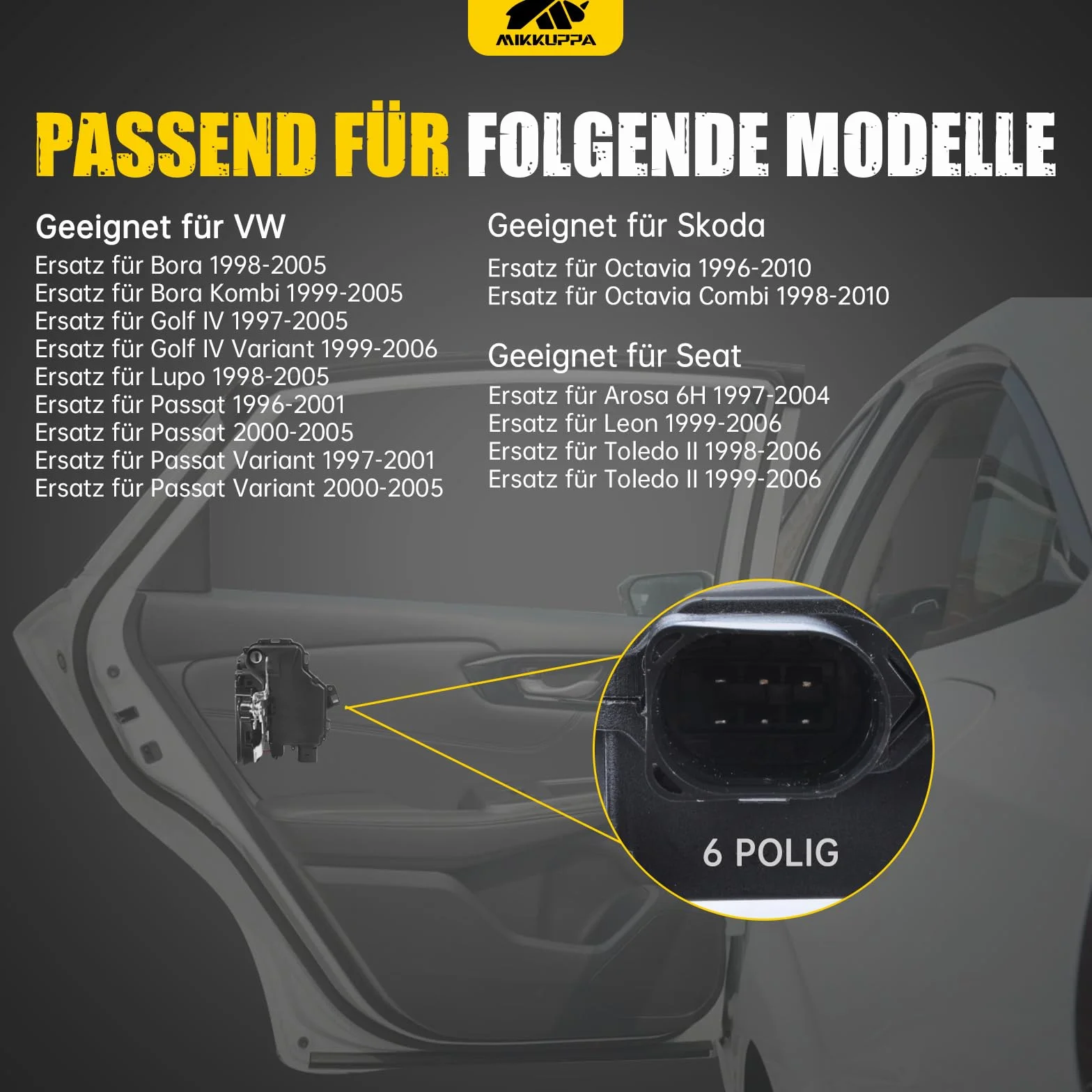 MIKKUPPA Golf 4 Serratura porta posteriore sinistra 3B1837016A Serratura elettrica chiusura centralizzata