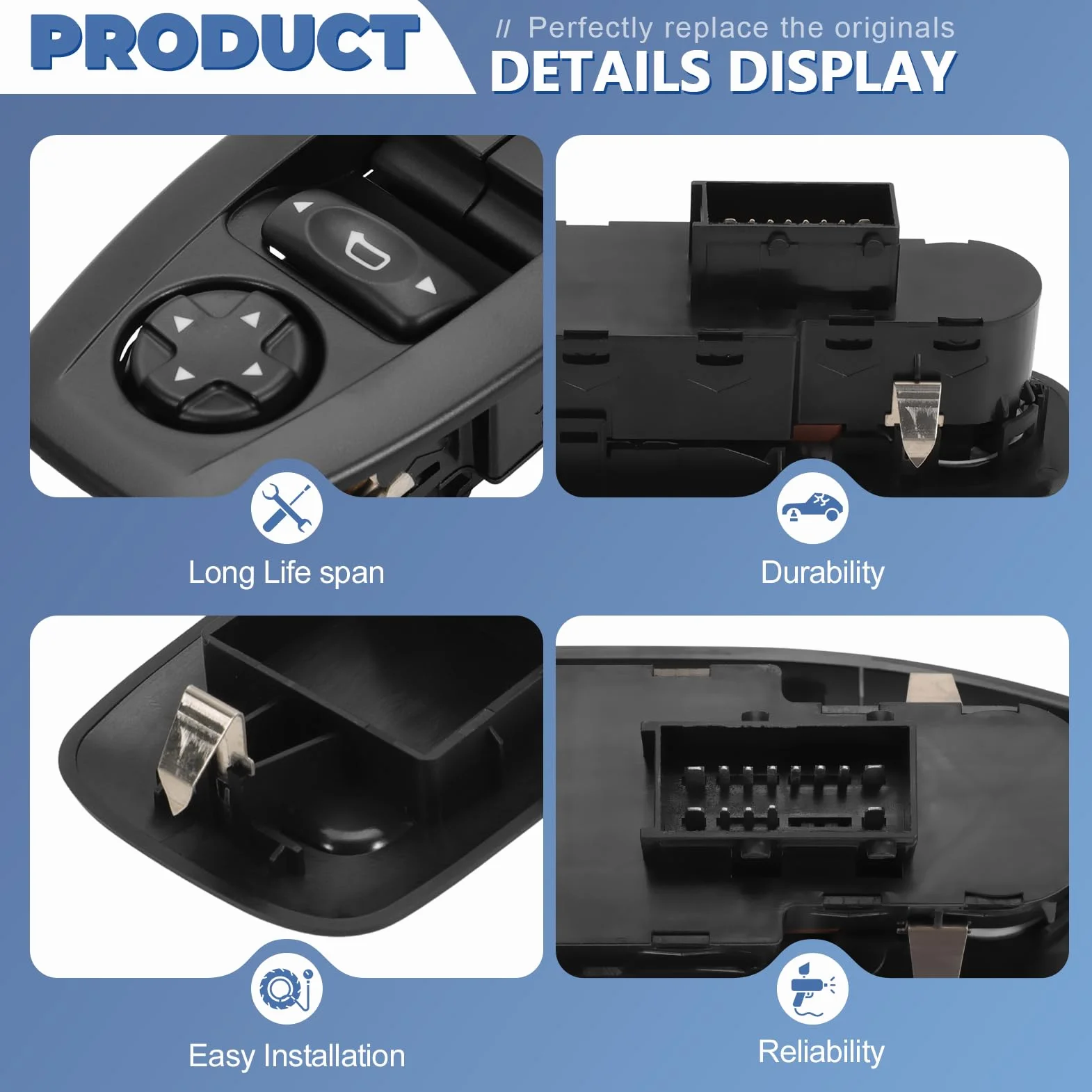 Pulsantiera Interruttore alzacristallo elettrico per P-eugeot 208 2015-2022, 2008 2013-2022, 3008/5008 2018 96751127ZD Master Control Power 96751120ZD