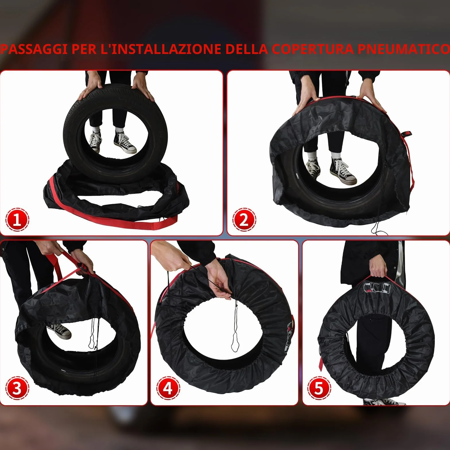 Coperture per Pneumatici Auto Impermeabili Antipolvere 18-22 Pollici Confezione da 4 Pezzi 80cm