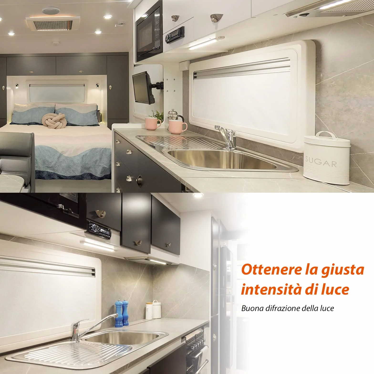 Dream Lighting Barra LED 12V 30cm 300LM 3000K 5,6W Dimmerabile Luce LED Calda per Camper Barca Furgone Caravan