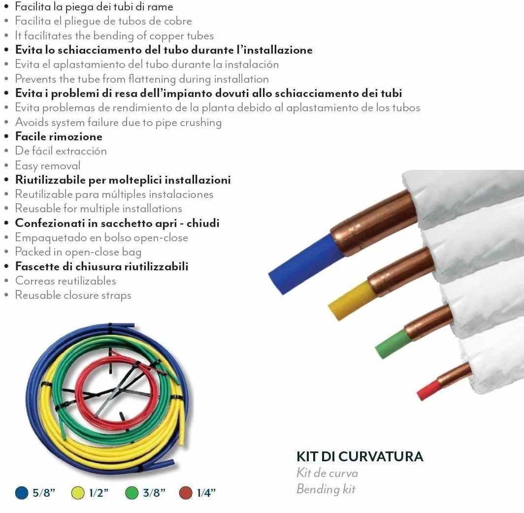 Kit Curvatubi Piegatubi Tubi in Rame per Condizionamento Sonde 1/4-3/8-1/2-5/8