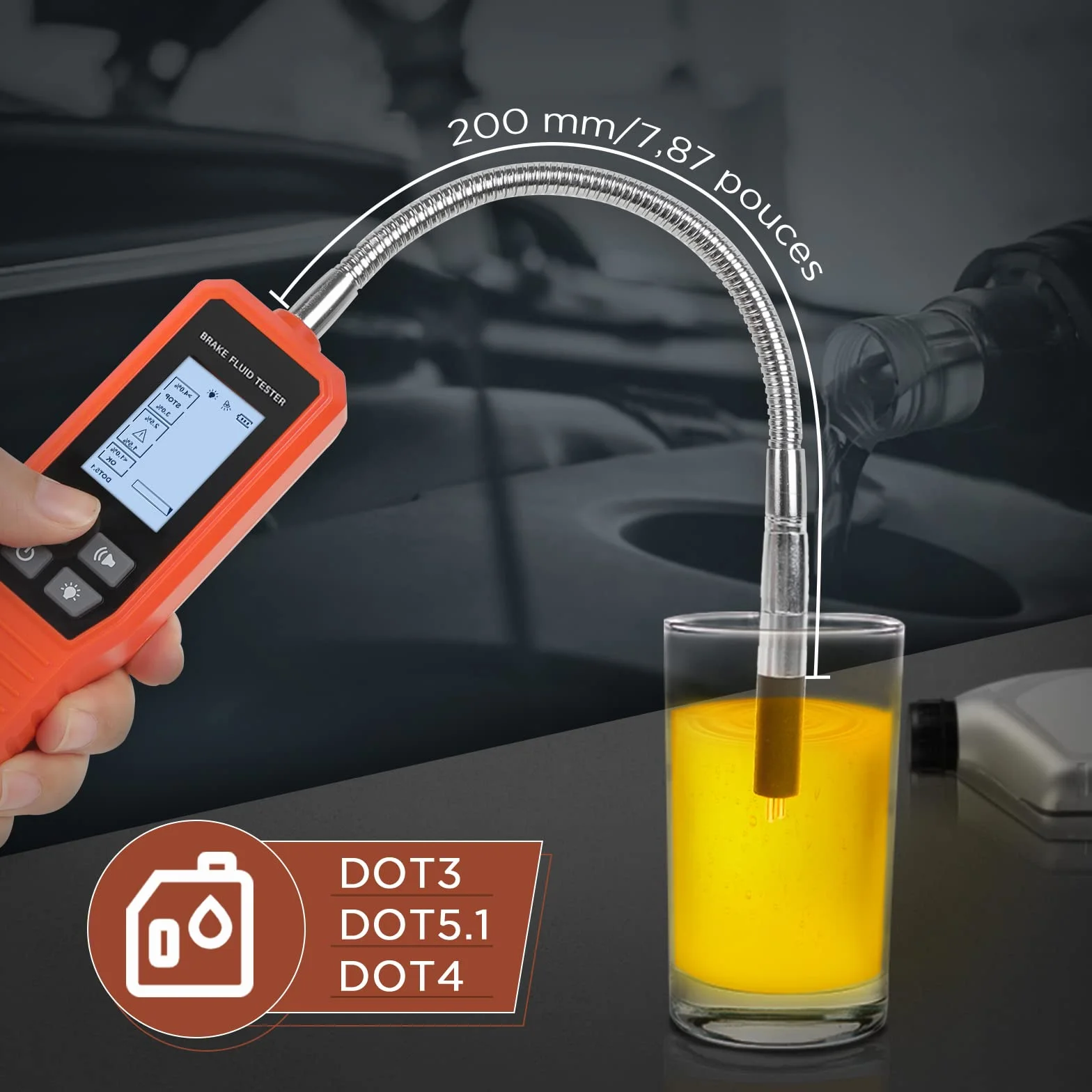KAISAL Tester del liquido dei freni per DOT3 DOT4 DOT5.1 con allarme acustico e ottico