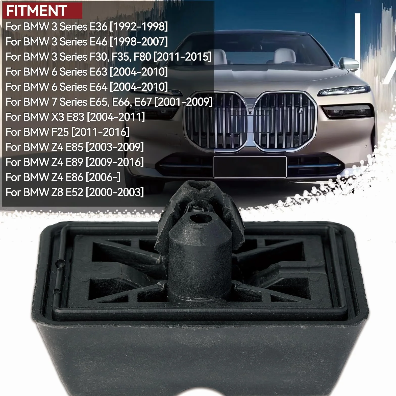 4 pezzi, cric anteriori e posteriori, rettangolari, in plastica, con supporto per veicoli, 51718268885 per BMW E36 E46 E63 E64 E65 (4 pezzi)