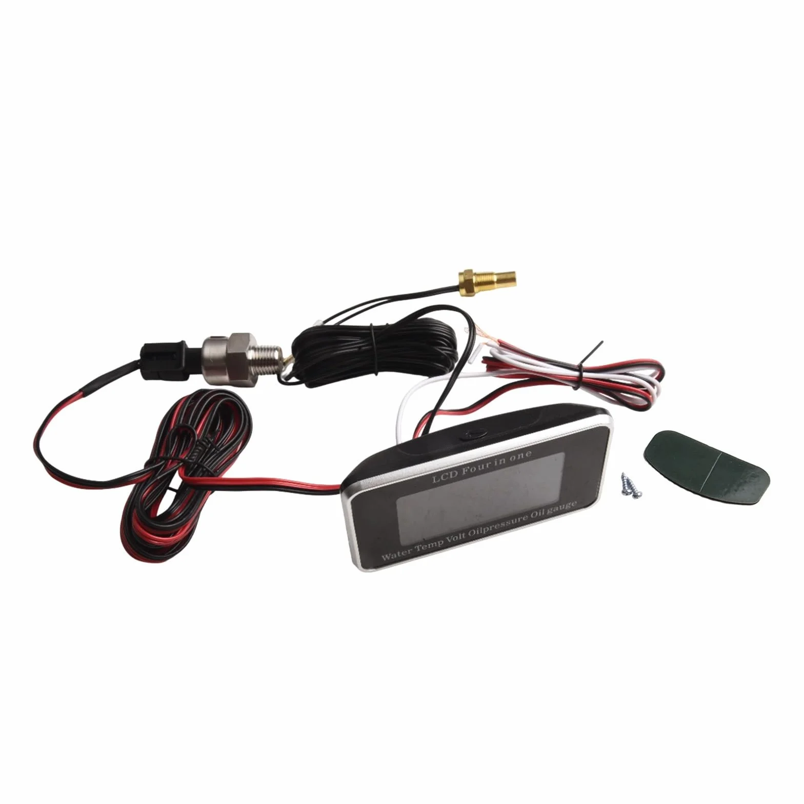Manometro digitale LCD 4 in 1 per auto con misuratore di pressione dell'olio, visualizzazione della temperatura dell'acqua, indicatore del livello del carburante e voltmetro, ampia gamma 9-39 V