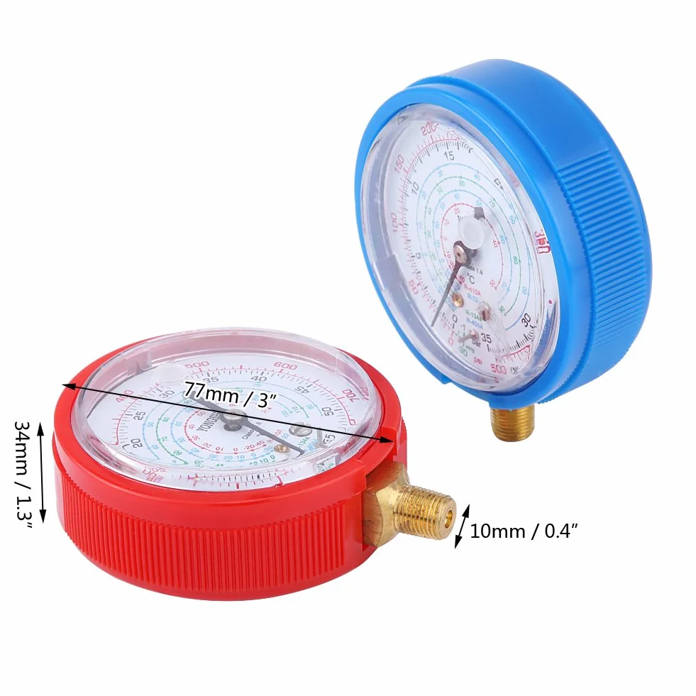 Kit Manometro per Condizionatore d'Aria, Manometri Alta e Bassa Pressione per Refrigeranti R410A R134A R22