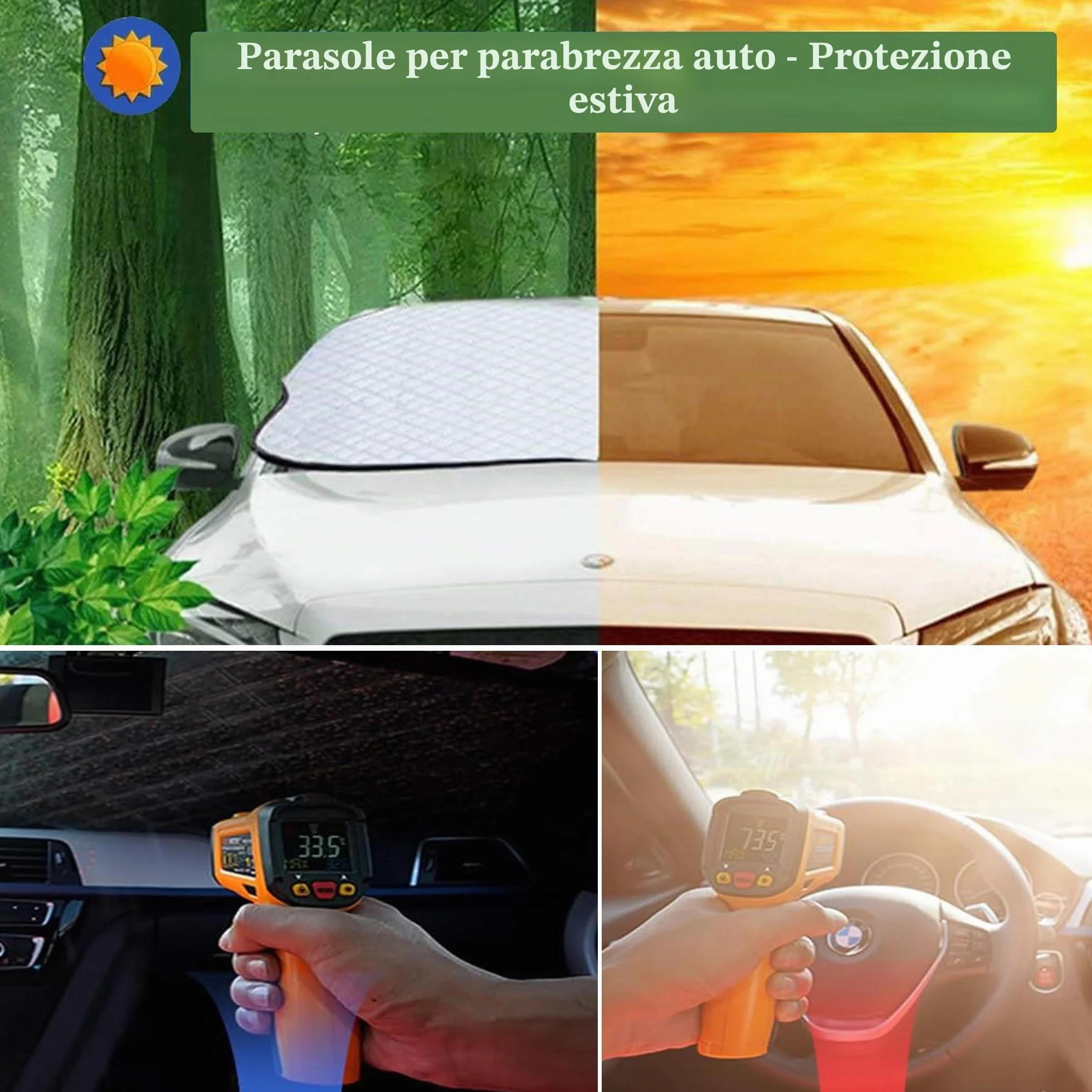 Copri Parabrezza Auto 4 Strati Ispessire Antighiaccio Ripiegabile Esterno