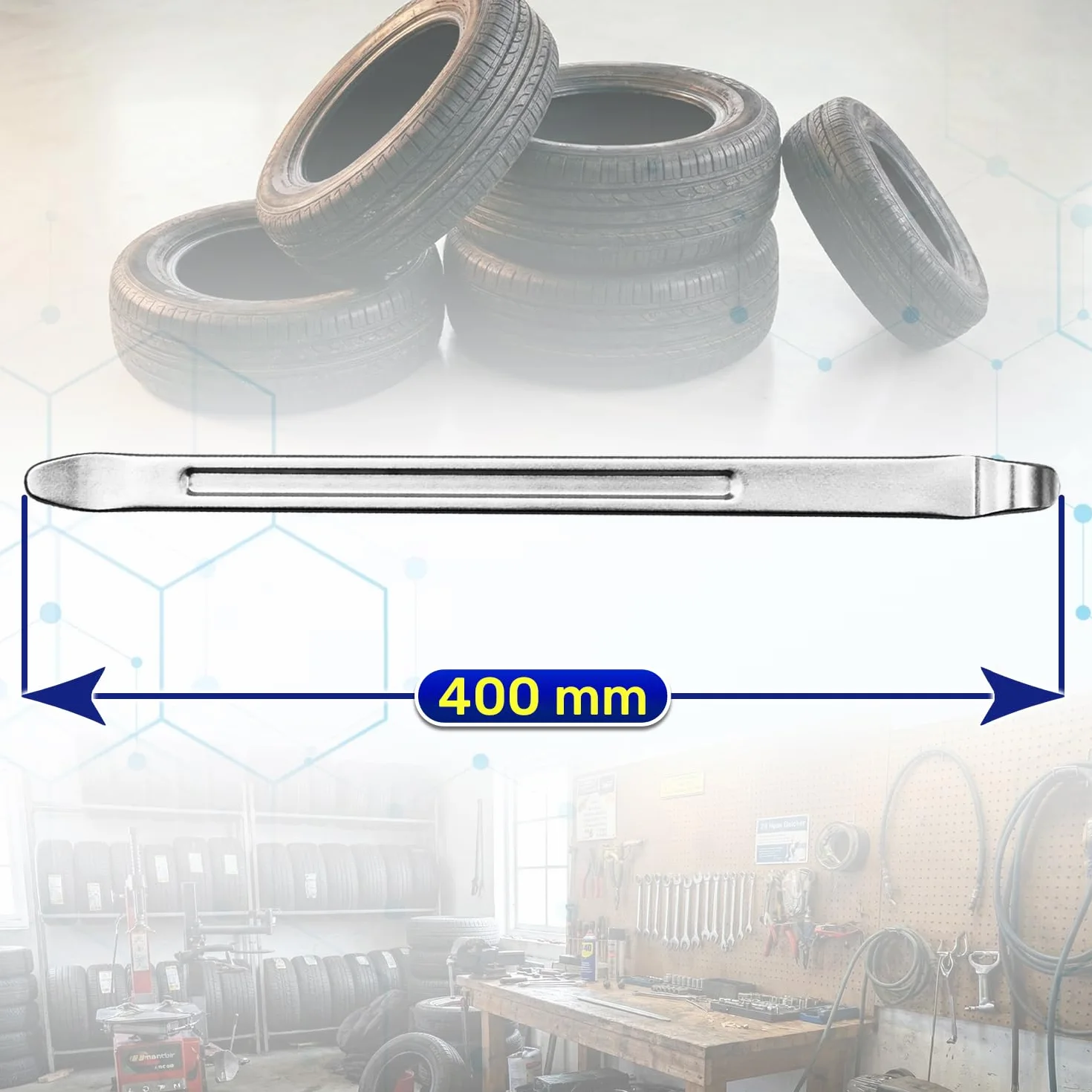 Leve Smontagomme 400 mm Acciaio Cromo-Vanadio Rivestimento Cromato MONTERAL 2 Pezzi