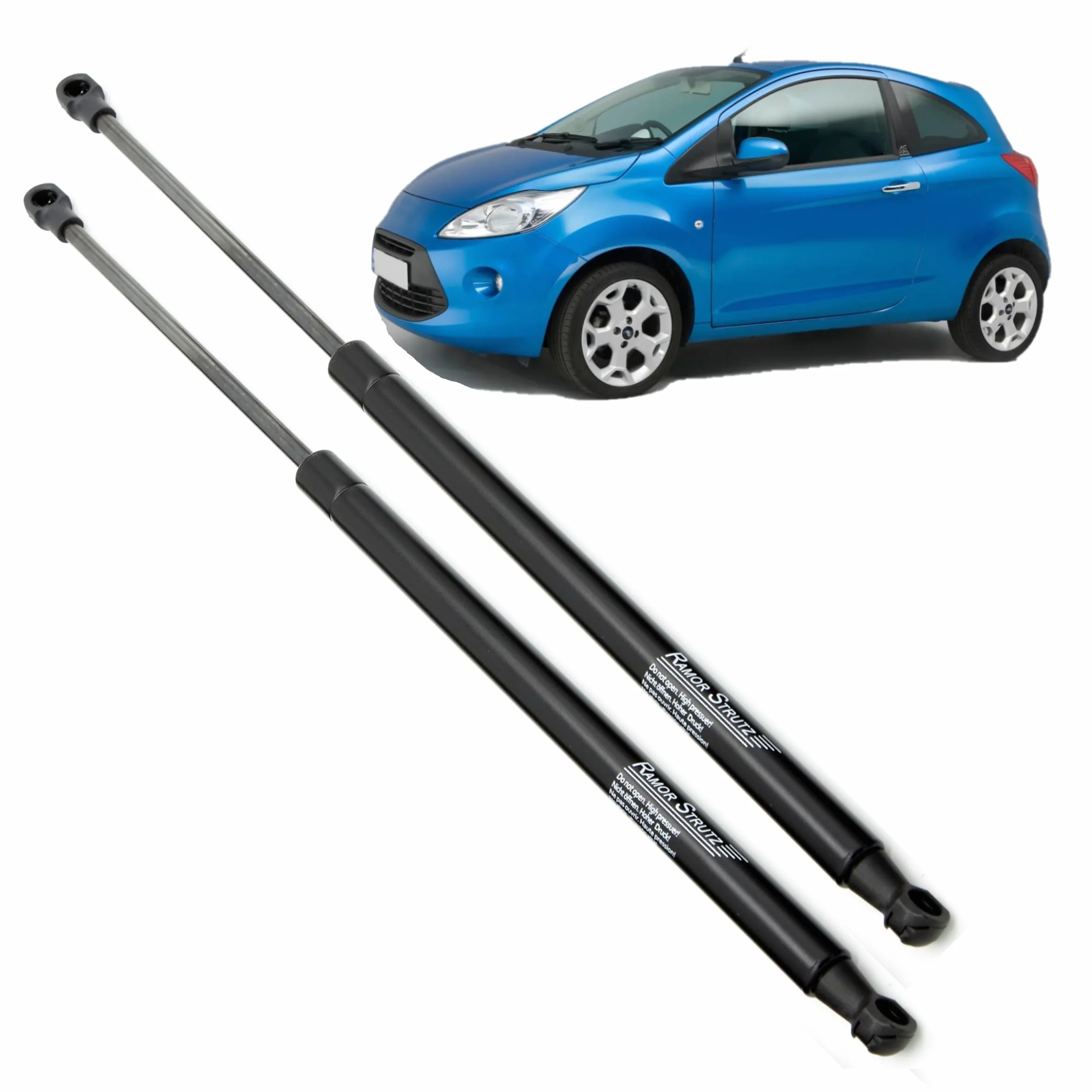 2x Molle a Gas Compatibile con Ford KA Mk2 2008-2016. Ammortizzatore Pistoncini Cofano Posteriore Sostituzione per 51794232 e altri.